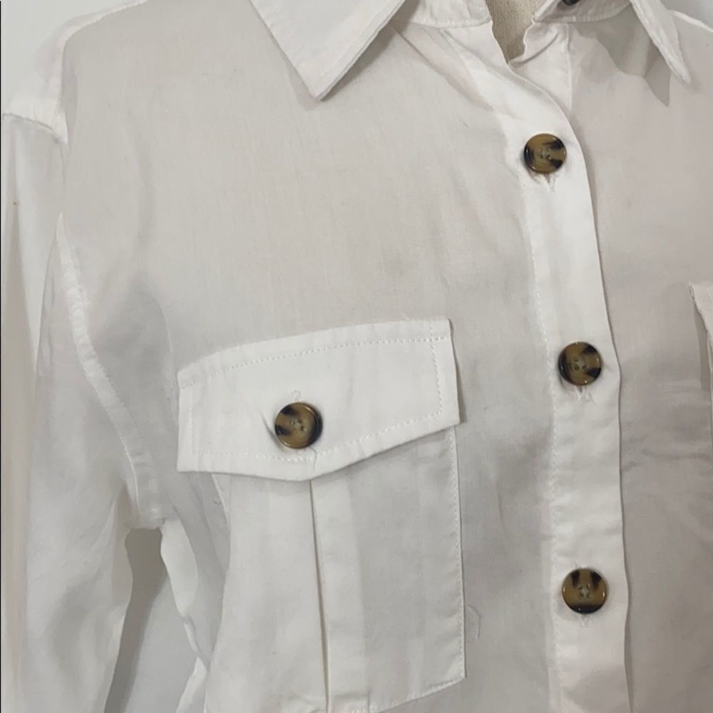 Thread Supply White Tortoise Shell Button Shirt - Picture 3 of 7